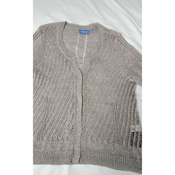 Simply Vera Wang Taupe Long Skeeve Knit Liene Cardigan Sweater Size XL - Picture 11 of 12